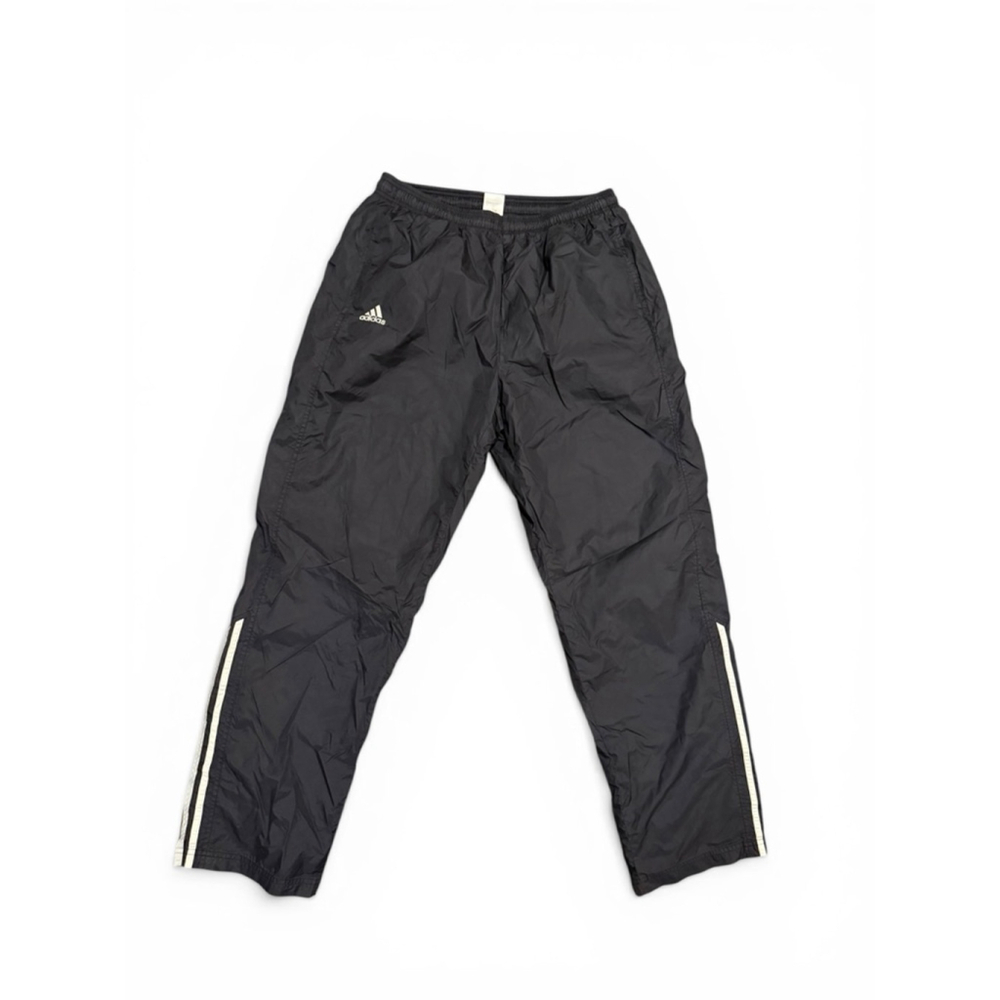 Vtg Adidas Windbreaker Track Pants Mens Medium Black 3 Stripe Lined Zip Ankle